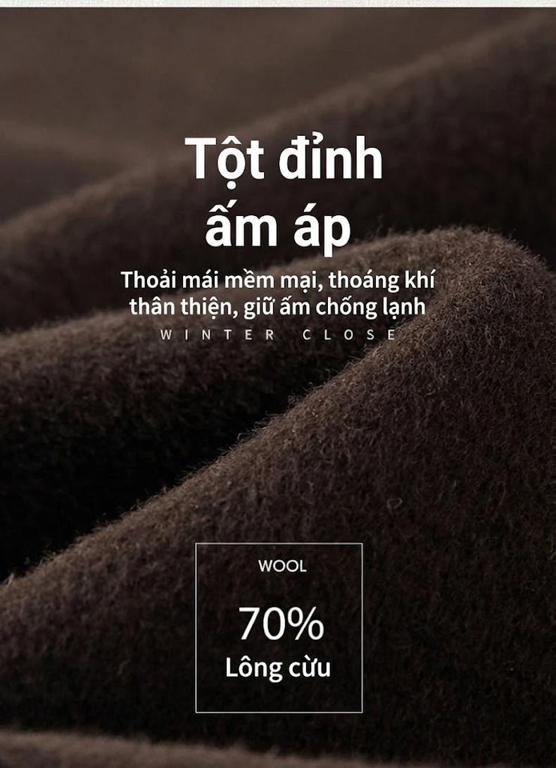 Áo Khoác Dạ Nam Dáng Dài Vừa Lông Cừu Lót Lông Vũ Có Thể Tháo Rời Màu Đen, Nâu chi tiết 10