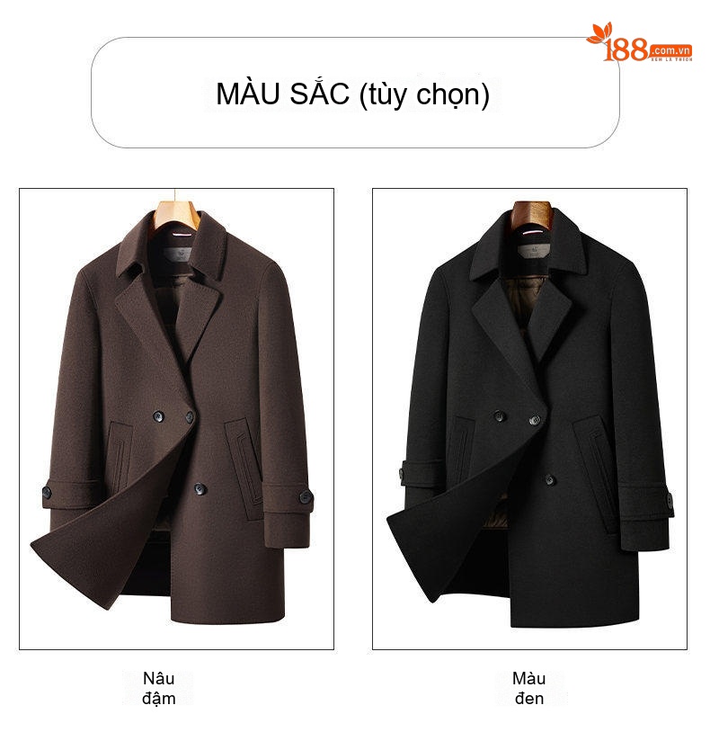 Áo Khoác Dạ Nam Dáng Dài Vừa Lông Cừu Lót Lông Vũ Có Thể Tháo Rời Màu Đen, Nâu chi tiết 18
