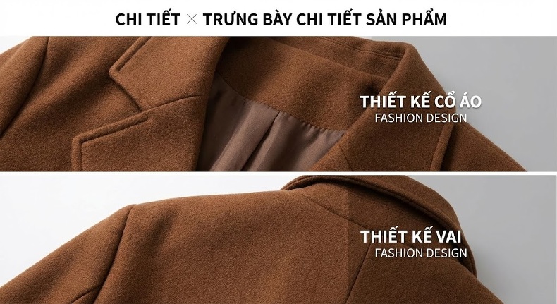 Áo Khoác Dạ Nam Dáng Dài Vừa Vặn Cổ chữ Vest Thủ Công Woolen Phong Cách Thanh Lịch Màu Nâu chi tiết 12