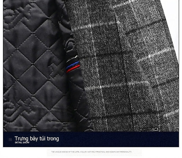 Áo Khoác Dạ Nam Dáng Dài Vừa Vặn Phong Cách Business Casual Họa Tiết Kẻ Ca Rô Lót Bông Dày Dặn Màu Xám, Nâu chi tiết 20