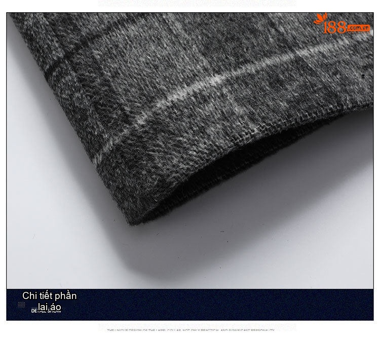 Áo Khoác Dạ Nam Dáng Dài Vừa Vặn Phong Cách Business Casual Họa Tiết Kẻ Ca Rô Lót Bông Dày Dặn Màu Xám, Nâu chi tiết 22