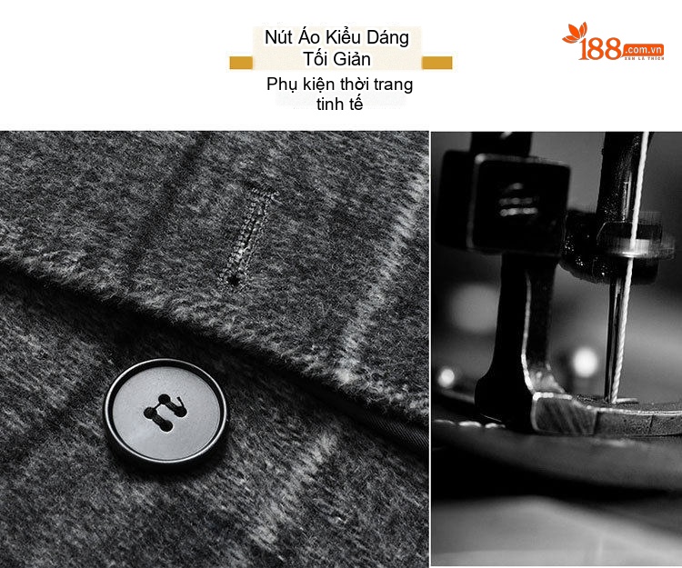 Áo Khoác Dạ Nam Dáng Dài Vừa Vặn Phong Cách Business Casual Họa Tiết Kẻ Ca Rô Lót Bông Dày Dặn Màu Xám, Nâu chi tiết 3