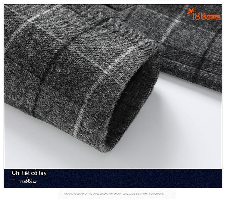 Áo Khoác Dạ Nam Dáng Dài Vừa Vặn Phong Cách Business Casual Họa Tiết Kẻ Ca Rô Lót Bông Dày Dặn Màu Xám, Nâu chi tiết 19