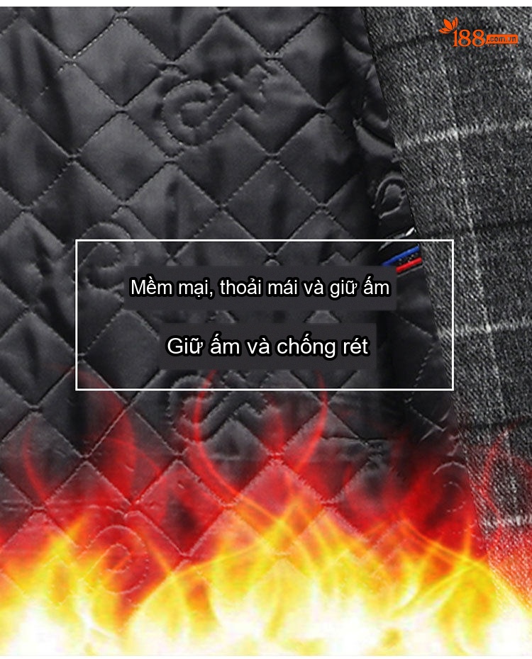 Áo Khoác Dạ Nam Dáng Dài Vừa Vặn Phong Cách Business Casual Họa Tiết Kẻ Ca Rô Lót Bông Dày Dặn Màu Xám, Nâu chi tiết 8
