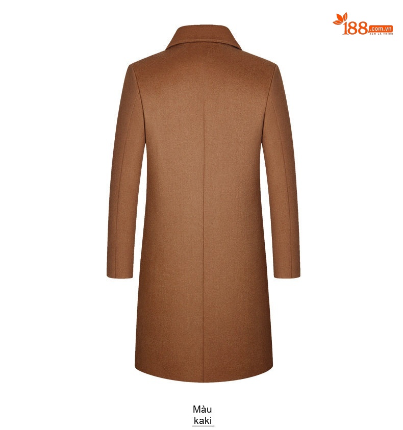 Áo Khoác Dạ Nam Dáng Dài Vừa Wool Pha Lót Bông Dày Dặn Cổ chữ Vest Màu Đen, Xám, Xanh Navy, Nâu chi tiết 11