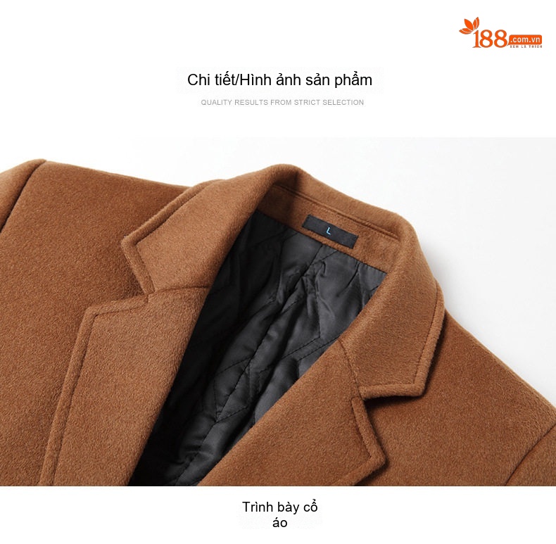 Áo Khoác Dạ Nam Dáng Dài Vừa Wool Pha Lót Bông Dày Dặn Cổ chữ Vest Màu Đen, Xám, Xanh Navy, Nâu chi tiết 17