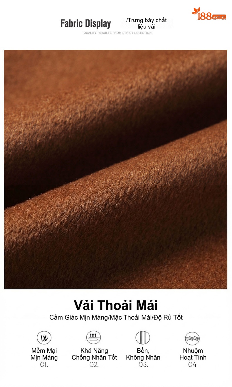 Áo Khoác Dạ Nam Dáng Dài Vừa Wool Pha Lót Bông Dày Dặn Cổ chữ Vest Màu Đen, Xám, Xanh Navy, Nâu chi tiết 2