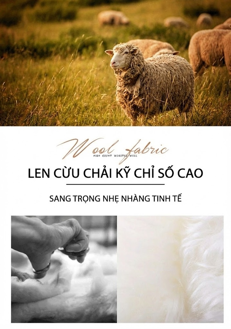 Áo Khoác Dạ Nam Dáng Dài Vừa Wool Pha Lót Bông Dày Dặn Cổ chữ Vest Màu Đen, Xám, Xanh Navy, Nâu chi tiết 3