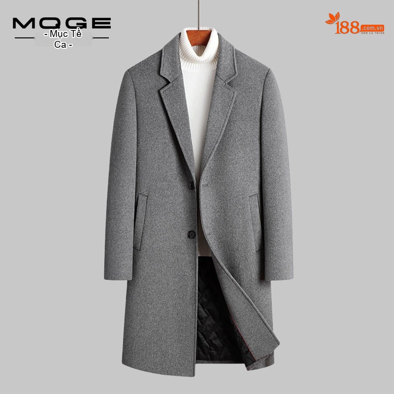 Áo Khoác Dạ Nam Dáng Dài Vừa Wool Pha Lót Bông Dày Dặn Cổ chữ Vest Màu Đen, Xám, Xanh Navy, Nâu