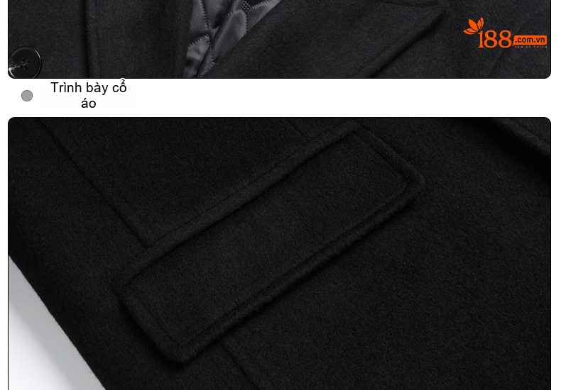 Áo Khoác Dạ Nam Dáng Dài Wool Pha Phong Cách Business Casual Màu Xám, Đen chi tiết 18