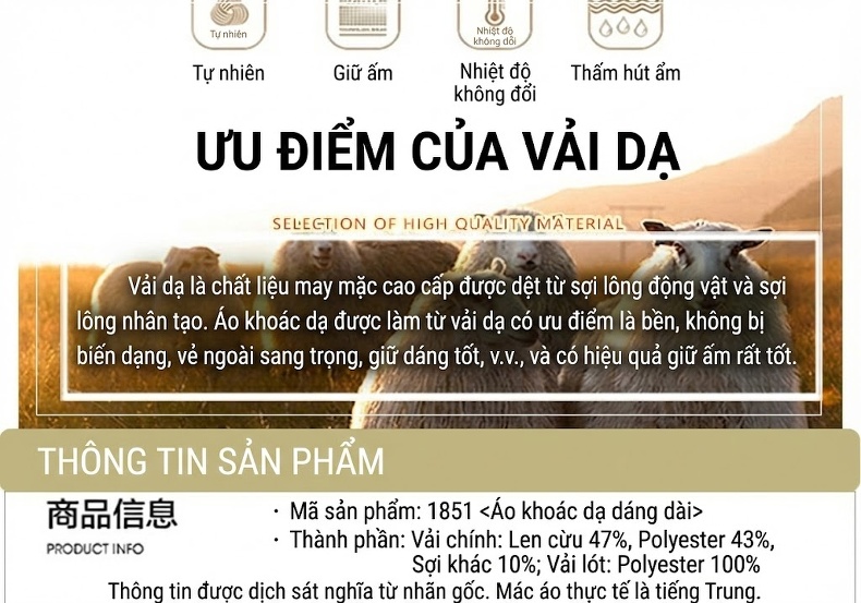 Áo Khoác Dạ Nam Dáng Dài Wool Pha Phong Cách Business Casual Màu Xám, Đen chi tiết 4