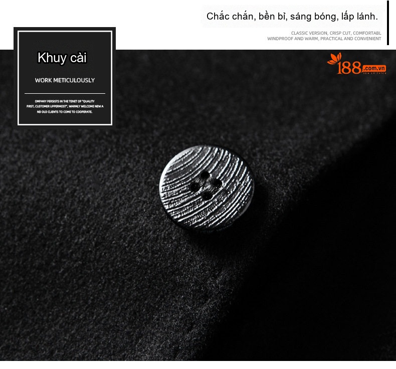 Áo Khoác Dạ Nam Dáng Dài Woolen Cổ Bẻ Thanh Niên Sang Trọng Màu Đen, Xám chi tiết 18