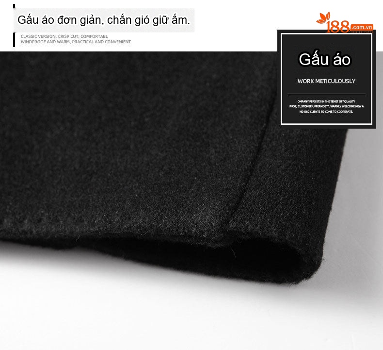 Áo Khoác Dạ Nam Dáng Dài Woolen Cổ Bẻ Thanh Niên Sang Trọng Màu Đen, Xám chi tiết 19