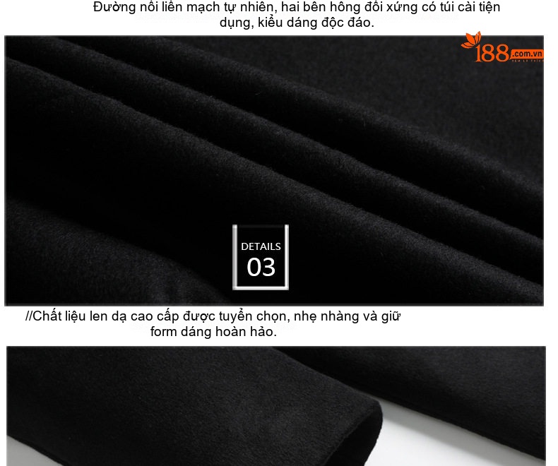 Áo Khoác Dạ Nam Dáng Dài Woolen Phong Cách Business Casual Màu Đen, Xám chi tiết 16