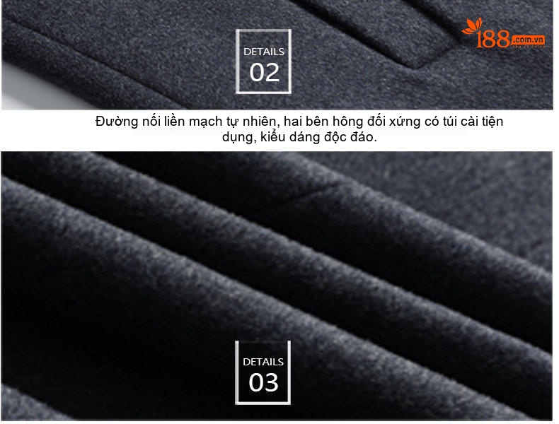 Áo Khoác Dạ Nam Dáng Vừa Vải Wool Lịch Lãm Màu Nâu, Đen, Xám chi tiết 14