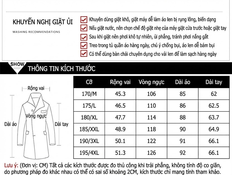 Áo Khoác Dạ Nam Dáng Vừa Vải Wool Lịch Lãm Màu Nâu, Đen, Xám chi tiết 5
