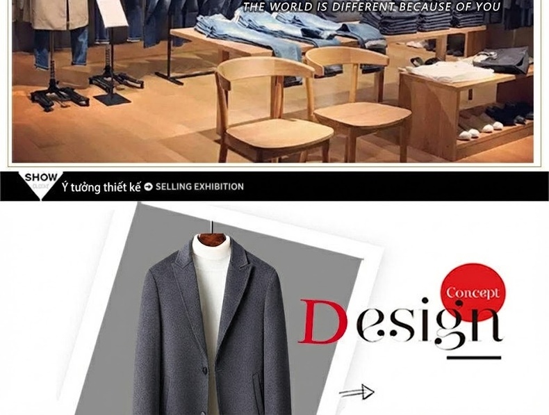Áo Khoác Dạ Nam Dáng Vừa Vải Wool Lịch Lãm Màu Nâu, Đen, Xám chi tiết 2