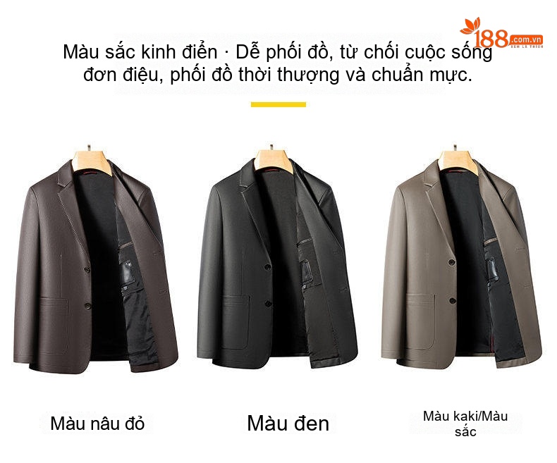 Áo Khoác Da Nam Form Rộng Vừa Hai Nút Phong Cách Thời Trang Màu Đen, Xám, Nâu chi tiết 6