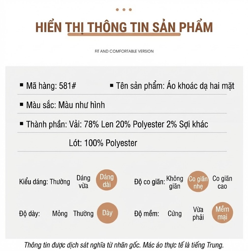 Áo Khoác Dạ Nam Hai Mặt Dáng Dài Kẻ Caro Màu Xám chi tiết 14