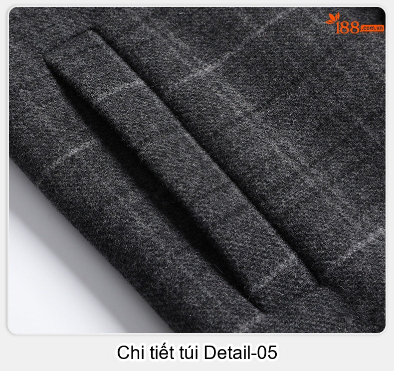 Áo Khoác Dạ Nam Hai Mặt Dáng Dài Kẻ Caro Màu Xám chi tiết 22