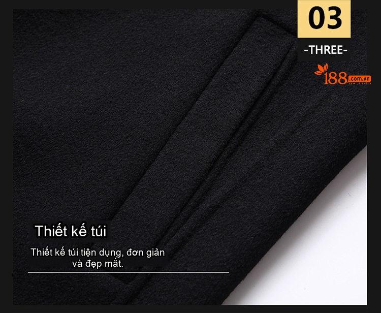 Áo Khoác Dạ Nam Hai Mặt Dáng Dài Vừa Vặn Phong Cách Business Màu Đen, Xanh Navy chi tiết 6