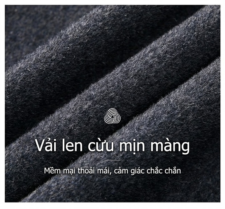 Áo Khoác Dạ Nam Hai Mặt Lông Cừu Dáng Dài Cổ Bẻ Phong Cách Công Sở Màu Đen, Xám chi tiết 5