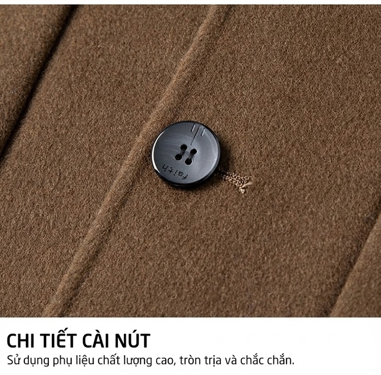 Áo Khoác Dạ Nam Hai Mặt Lông Cừu Dáng Dài Cổ chữ Vest Phong Cách Business Casual Màu Đen, Xám, Nâu, Xanh chi tiết 25