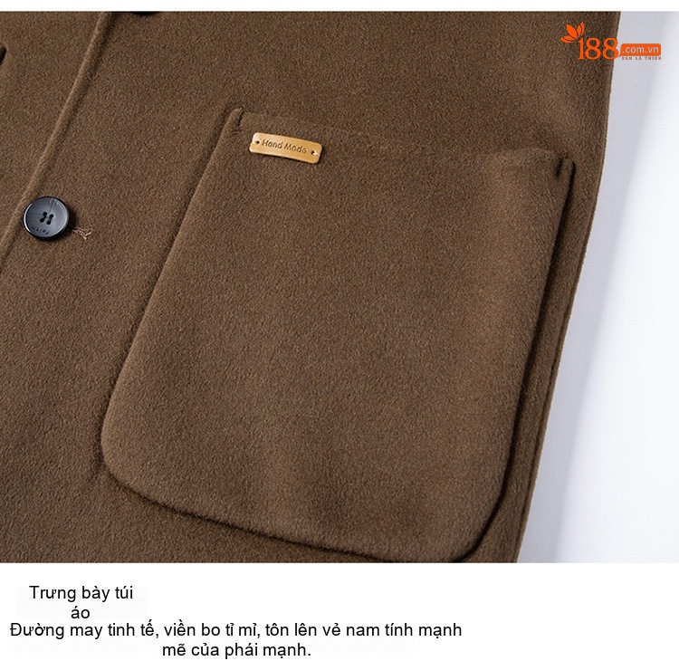 Áo Khoác Dạ Nam Hai Mặt Lông Cừu Dáng Dài Cổ chữ Vest Phong Cách Business Casual Màu Đen, Xám, Nâu, Xanh chi tiết 23