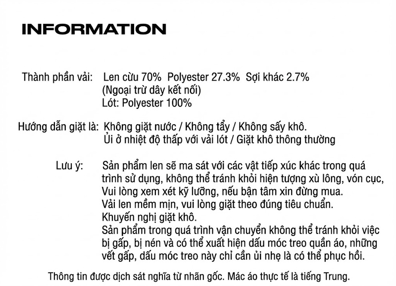 Áo Khoác Dạ Nam Hai Mặt Lông Cừu Dáng Dài Vừa Cổ chữ Vest Hai Hàng Khuy Màu Nâu, Đen chi tiết 5