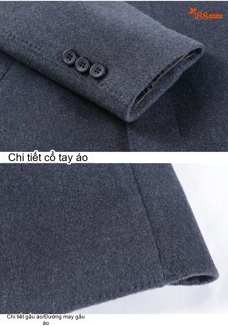 Áo Khoác Dạ Nam Hai Mặt Lông Cừu Giữ Ấm Chống Nhăn Phong Cách Trung Niên Màu Đen, Xám chi tiết 21