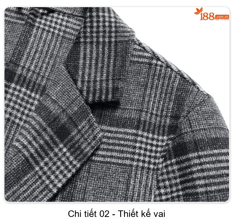 Áo Khoác Dạ Nam Hai Mặt Lông Cừu Kẻ Ô Dáng Suông Màu Xám chi tiết 19
