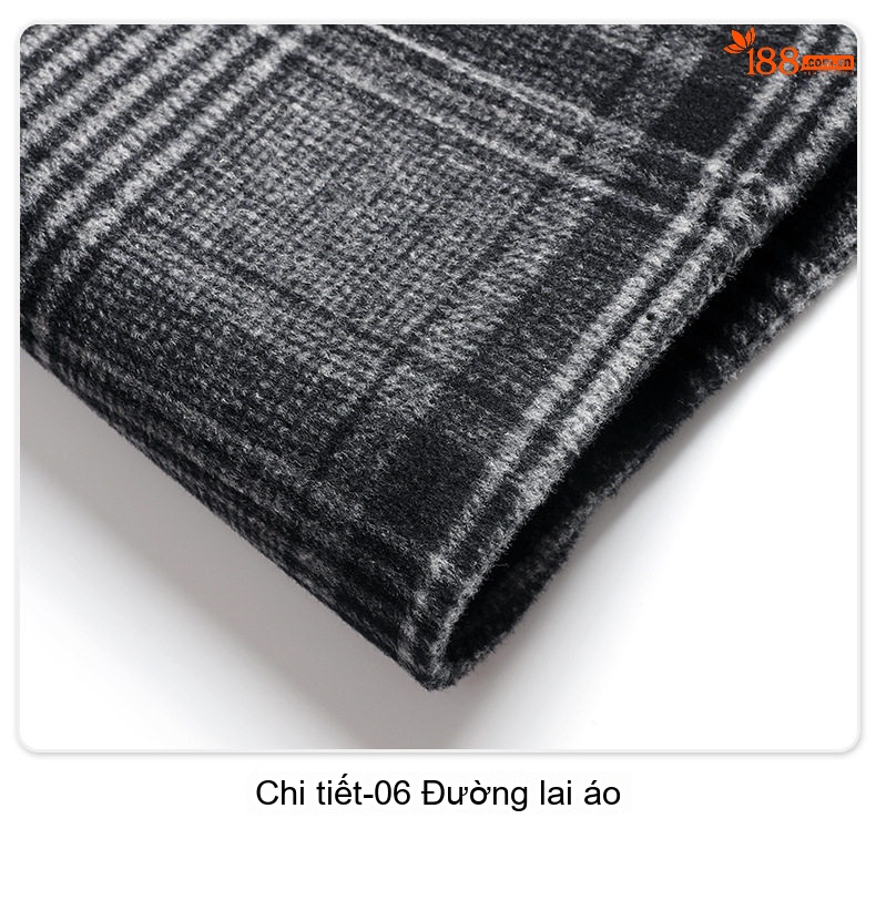 Áo Khoác Dạ Nam Hai Mặt Lông Cừu Kẻ Ô Dáng Suông Màu Xám chi tiết 23