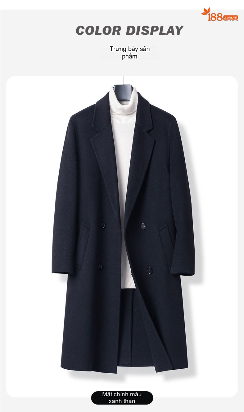 Áo Khoác Dạ Nam Hai Mặt Lông Cừu Lót Lông Vũ Dáng Vest Dày Dặn Màu Đen, Xanh Navy, Nâu chi tiết 5