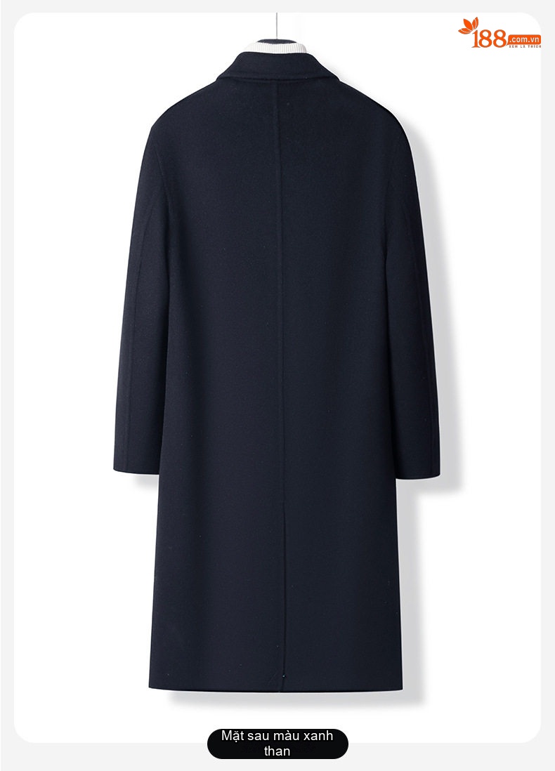 Áo Khoác Dạ Nam Hai Mặt Lông Cừu Lót Lông Vũ Dáng Vest Dày Dặn Màu Đen, Xanh Navy, Nâu chi tiết 6