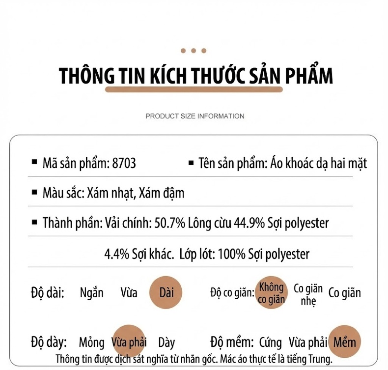 Áo Khoác Dạ Nam Hai Mặt Trung Niên Dáng Dài Vừa Cổ Bẻ Túi Hộp Màu Xám chi tiết 7