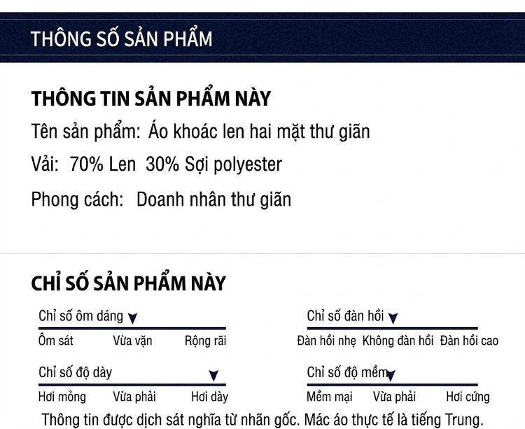 Áo Khoác Dạ Nam Hai Mặt Trung Niên Dáng Dài Vừa Vải Lông Cừu Phong Cách Business Màu Xám, Đen chi tiết 5