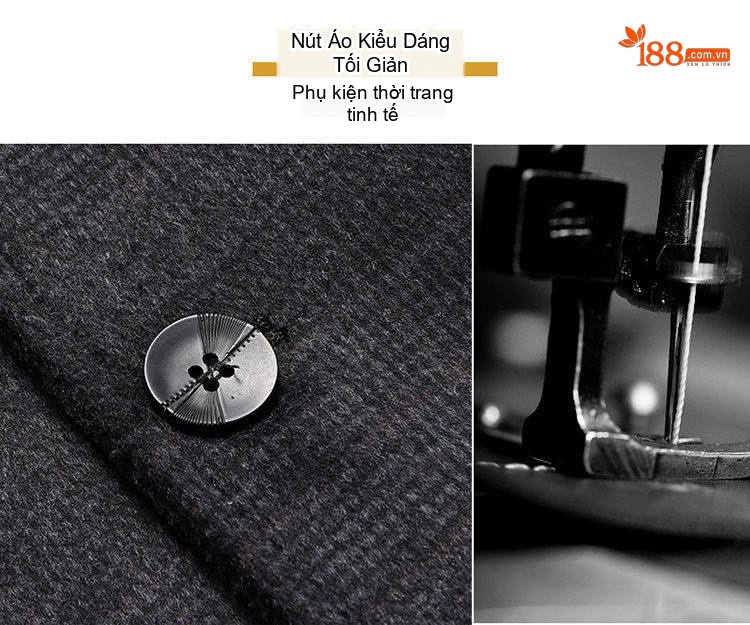 Áo Khoác Dạ Nam Hai Mặt Trung Niên Dáng Dài Vừa Vải Lông Cừu Phong Cách Business Màu Xám, Đen chi tiết 2