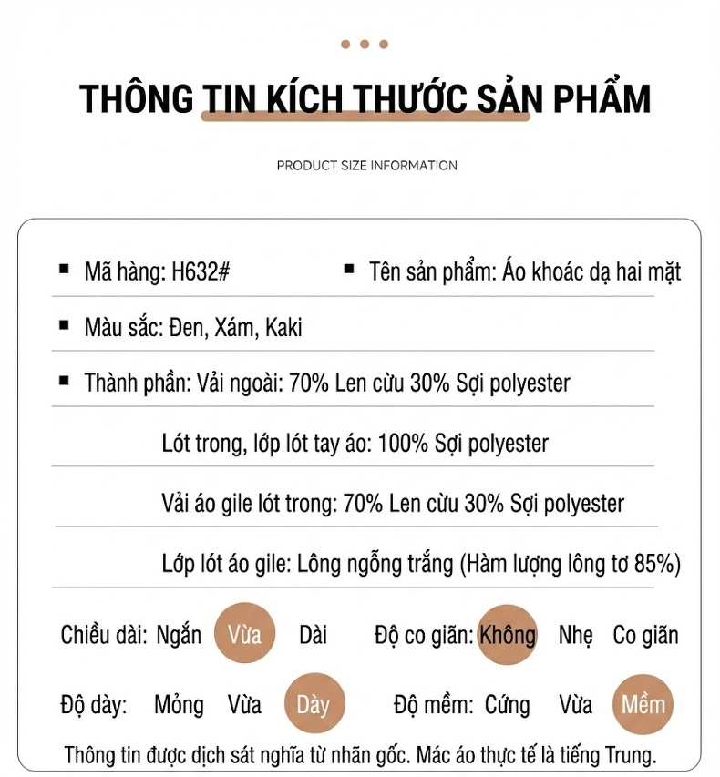 Áo Khoác Dạ Nam Kèm Gile Lông Vũ Có Thể Tháo Rời Màu Đen, Xám chi tiết 15