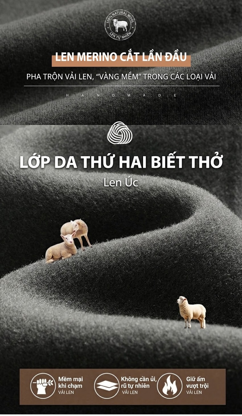Áo Khoác Dạ Nam Kèm Gile Lông Vũ Có Thể Tháo Rời Màu Đen, Xám chi tiết 3