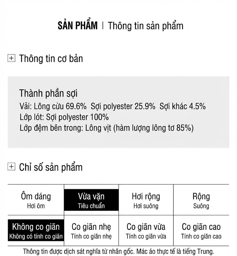 Áo Khoác Dạ Nam Lông Cừu Áo Gile Lót Lông Vũ Cổ Khăn Quàng Cài Nút Màu Đen, Nâu, Xám chi tiết 12