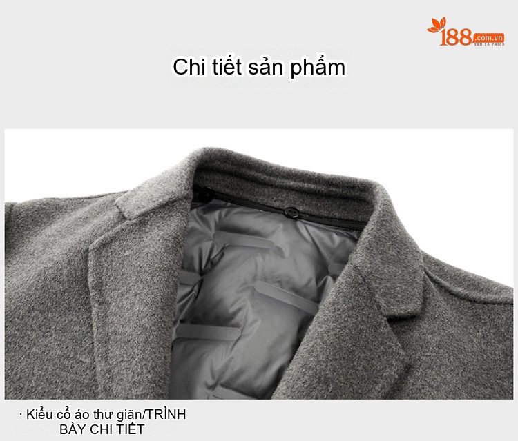 Áo Khoác Dạ Nam Lông Cừu Áo Vest Giữ Ấm Chống Nhăn Phong Cách Trung Niên Màu Đen, Xám chi tiết 25