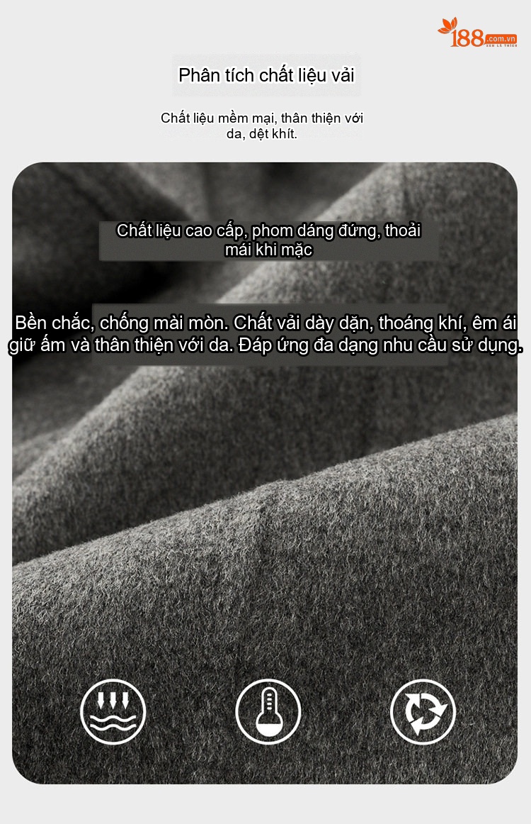 Áo Khoác Dạ Nam Lông Cừu Áo Vest Giữ Ấm Chống Nhăn Phong Cách Trung Niên Màu Đen, Xám chi tiết 2