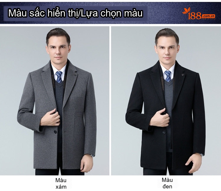 Áo Khoác Dạ Nam Lông Cừu Áo Vest Giữ Ấm Dáng Vest Trung Niên Màu Đen, Xám chi tiết 6
