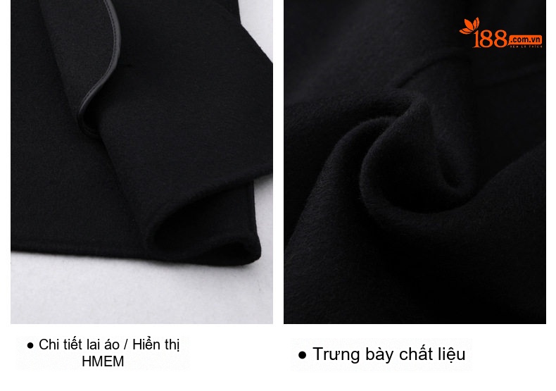 Áo Khoác Dạ Nam Lông Cừu Dáng Dài Phong Cách Anh Quốc Màu Đen chi tiết 10