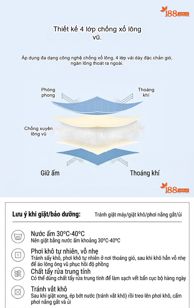 Áo Khoác Dạ Nam Lông Cừu Dáng Dài Trung Niên Có Lớp Lót Lông Vũ Tháo Rời Màu Xám, Đen, Xanh Navy chi tiết 9