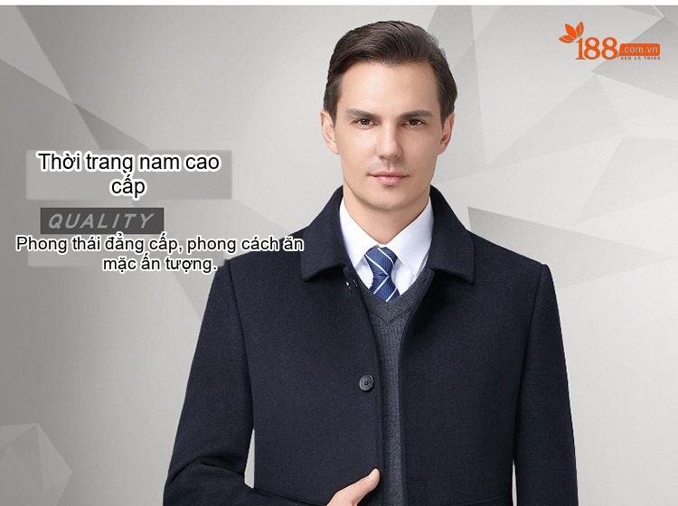 Áo Khoác Dạ Nam Lông Cừu Dày Dặn Có Lớp Lót Lông Vũ Màu Xám, Nâu chi tiết 1