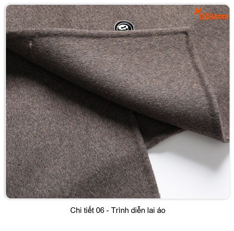 Áo Khoác Dạ Nam Lông Cừu Hai Mặt Dáng Ngắn Cổ chữ Vest Màu Đen, Nâu, Xám chi tiết 24