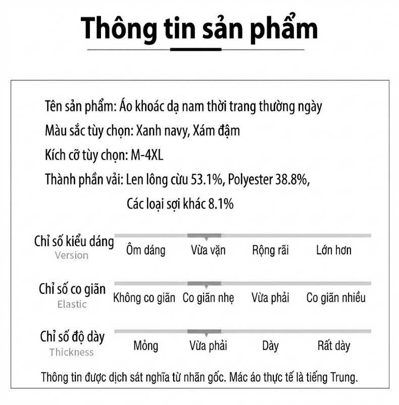 Áo Khoác Dạ Nam Lông Cừu Mùa Đông Dáng Dài Cổ Bẻ Màu Đen chi tiết 7