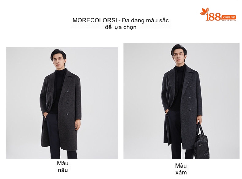 Áo Khoác Dạ Nam Lông Cừu Pha Sợi Dáng Dài Màu Xám chi tiết 6