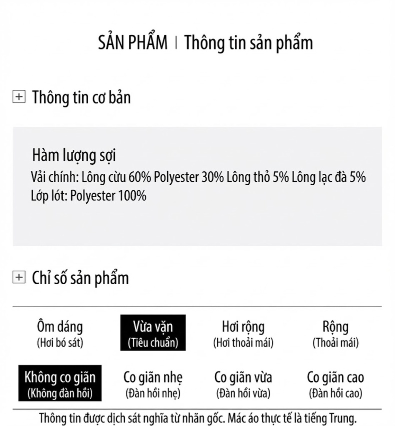 Áo Khoác Dạ Nam Lông Cừu Pha Sợi Dáng Dài Màu Xám chi tiết 7